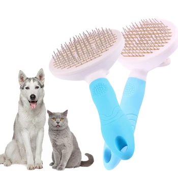 

Pet Dogs Combs Professional Grooming Tool Home Steel Brush with Handle for Removing Loose Hairs