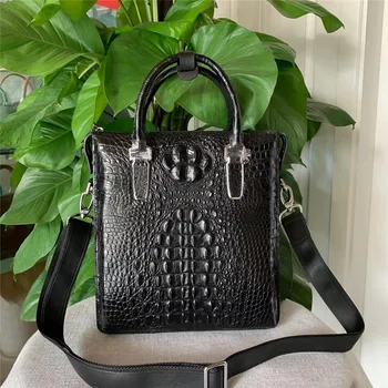 

Authentic Crocodile Skin Zipper Closure Businessmen Working Purse Handbag Briefcase Exotic Alligator Leather Male Shoulder Bag