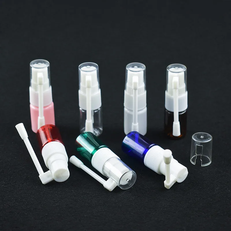 

7 Colors 5ML Vacuum Clear Plastic Nasal Spray Bottles 360 Degree Roting Pump Spray Fog Mist Spray Bottle For Medical Packaging
