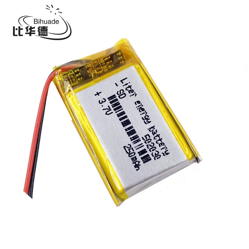 10pcs 3.7V 250mAh 502030 Lithium Polymer Li-Po li ion Rechargeable Battery cells For Mp3 MP4 MP5 GPS mobile bluetooth