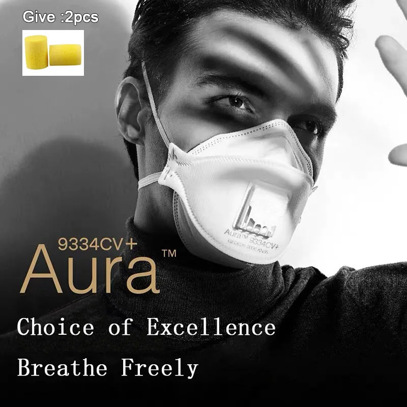 

new Aura Mascarilla 9334CV+ Dust Mouth Masks Protective Filter Dust-proof Anti-fog Safety Face Mask Disposable Mascarillas