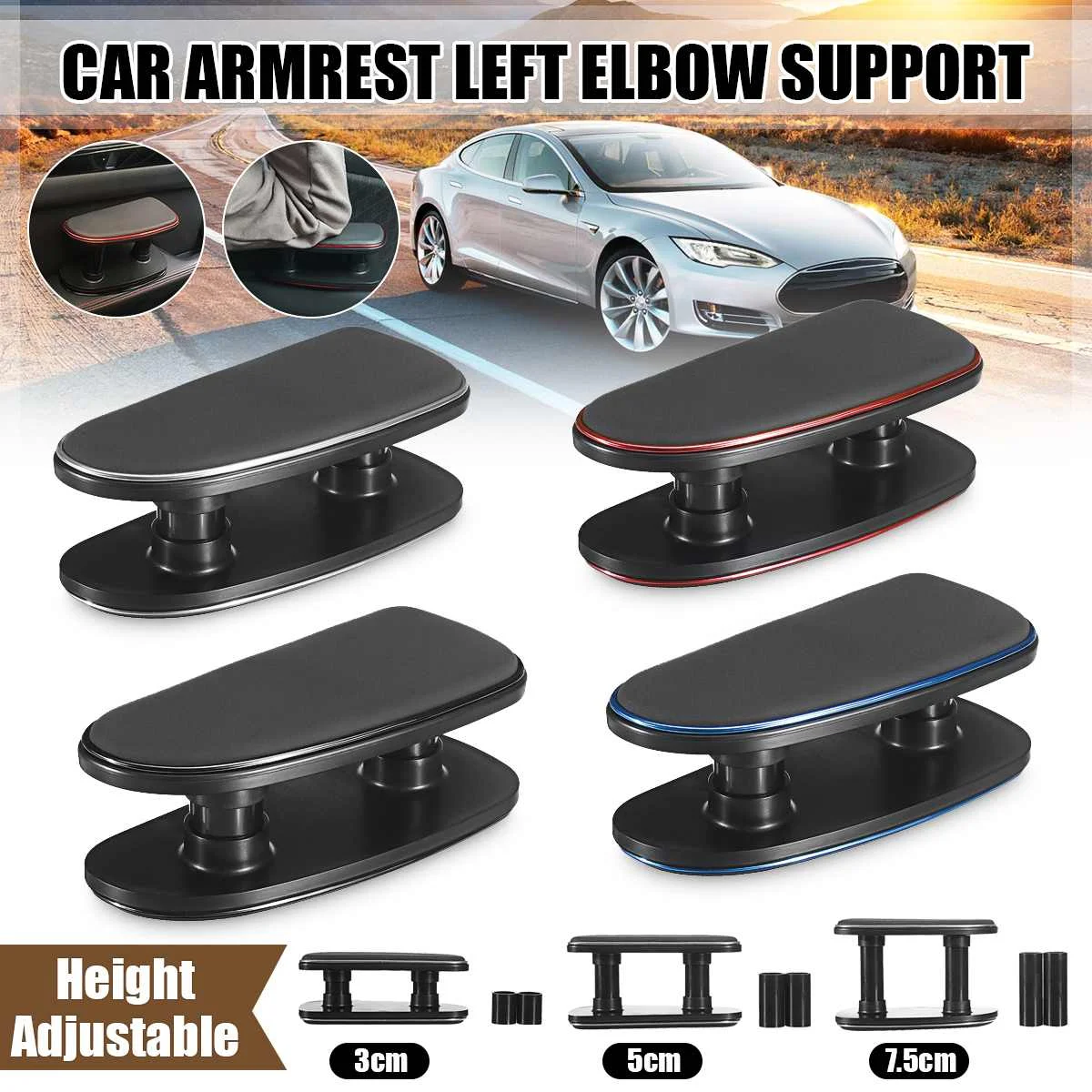 

Auto Universal Anti-fatigue Hand Rest Car Adjustable Left Hand Armrest Elbow Support Bracket Silicone Rubber Mat Supporter