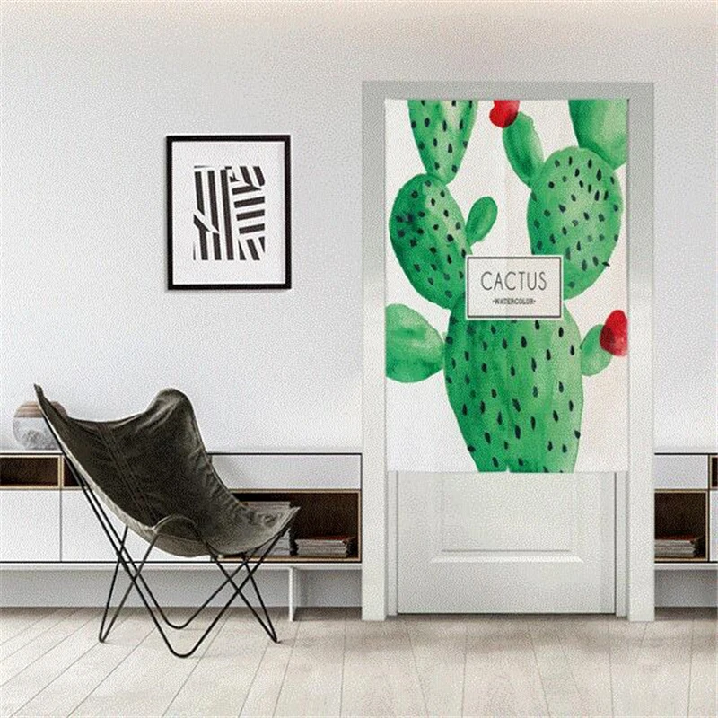 Modern occlusion partition linen curtains for door living room bedroom bathroom decoration plant print curtains+tube window