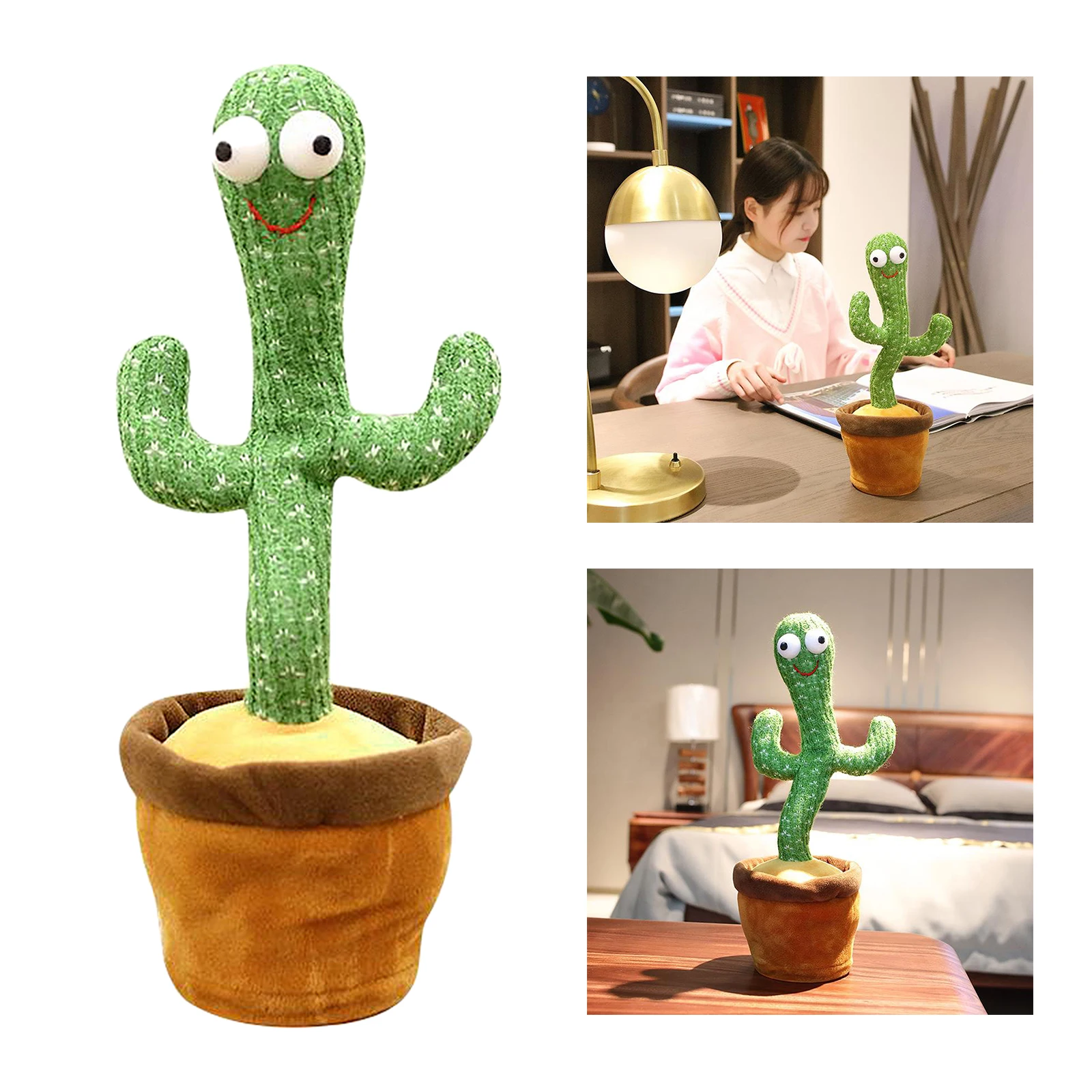 Cute Electric Cactus Plush Doll Twist Dancing Toy Decor Recording Parrot USB Cactus Plush Toy Funny Dancing Singing Toy