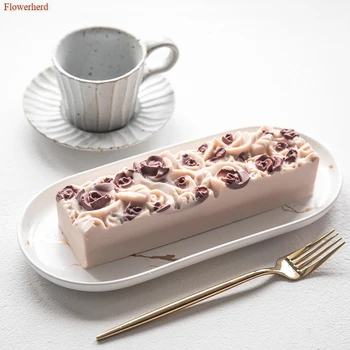 

Large-size Rectangular Rose Silicone Mold DIY Fondant Cake Mold Handmade Soap Silicone Mold Cake Decorating Tools Chocolate Mold