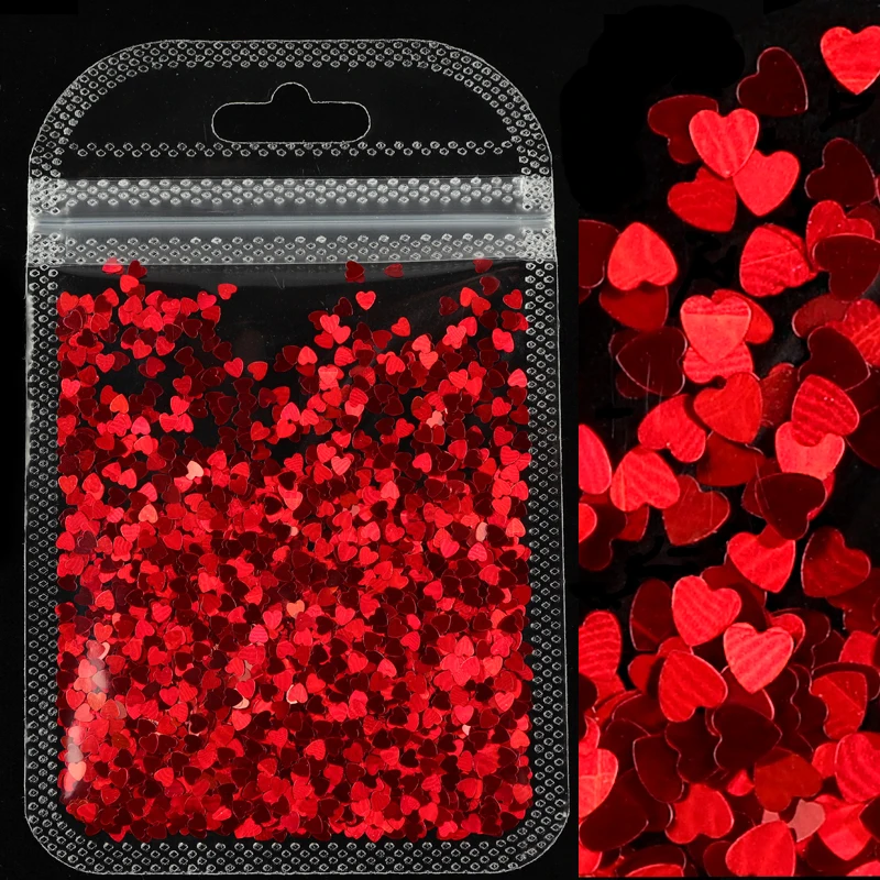 Heart Nail Paillette Sequin Nail-Art-Decorations Manicure Glitter-Flakes Holographic