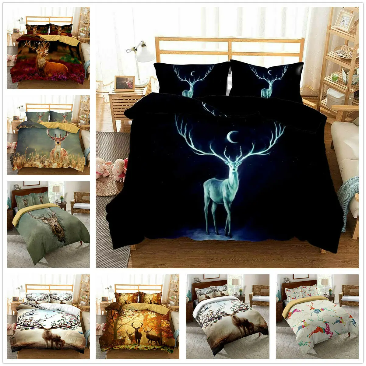 Animal Deer Bedding Set 2/3Pcs Duvet Cover &amp Pillowcase(s) 3D Printed Quilt Home Textile Gift | Дом и сад