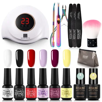 

ROSALIND Manicure Set For Nail With 8/10/12pcs Gel Polish Set Poly Nail Gel Kit 36W UV LED Lamp Soak Off Nail Art Tool Kit