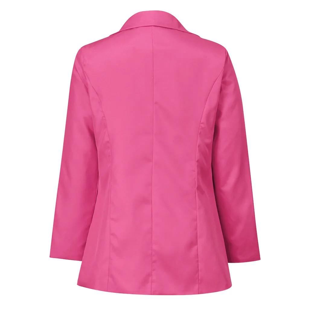 Женская футболка, осеннее пальто с длинными рукавами и отложным воротником, Женский деловой костюм, кардиган, куртка, костюм, топы, плюс размер 19Sep04