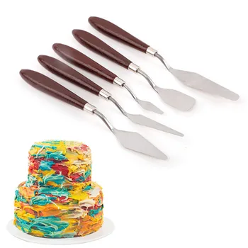 

TTLIFE 5pcs/set Stainless Steel Spatula Baking Pastry Tools Fondant Cream Mixing Scraper Oil Painting Shovel Baking Tools
