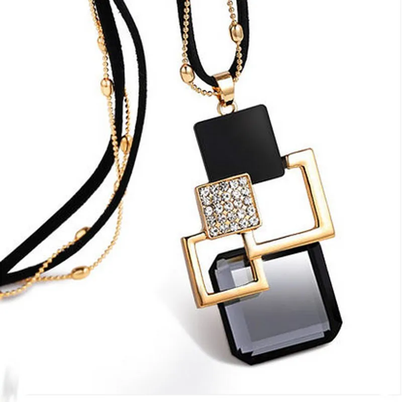 BYSPT Long Necklaces& Pendants for Women Collier Femme Geometric Statement Colar Maxi Fashion Crystal Jewelry Bijoux
