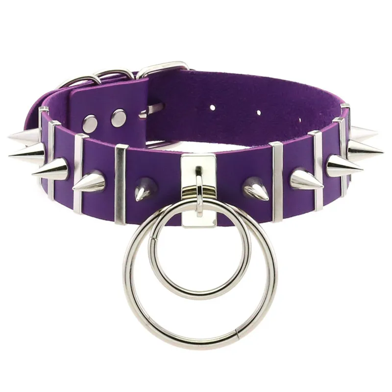 2024 Neue Damen Schwarzes Leder Choker Punk PU Leder Spike Halsband Nieten Halskette Gothic Schmuck 5