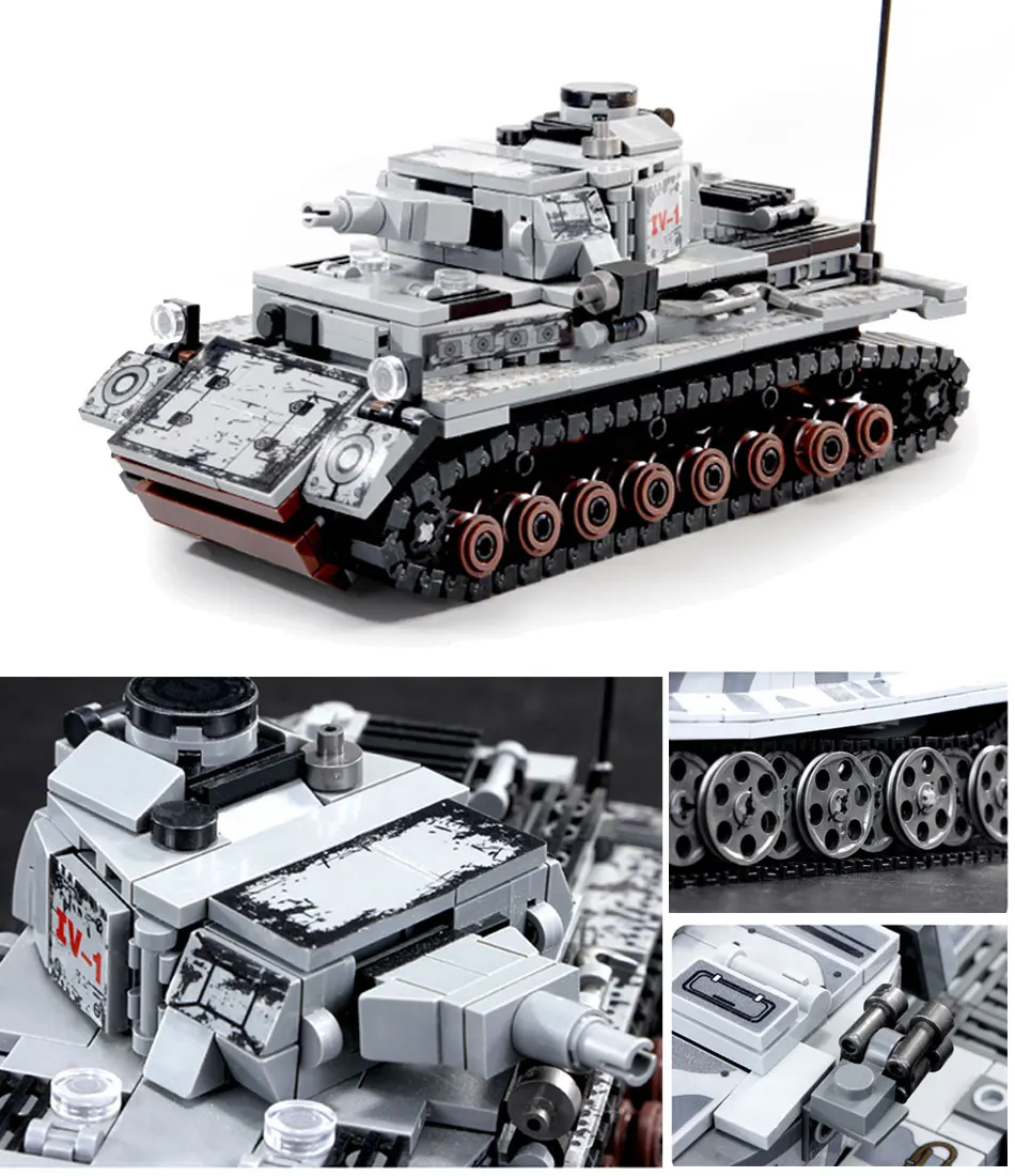 Немецкая армия Танк Строительные блоки Набор WW2 военный Тигр панцирный