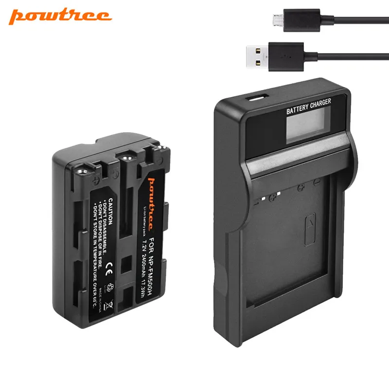 Powtree 2400 мА/ч, NP-FM500H NP FM500H Камера Батарея+ USB Зарядное устройство Замена для sony A57 A58 A65 A77 A99 A550 A560 A580