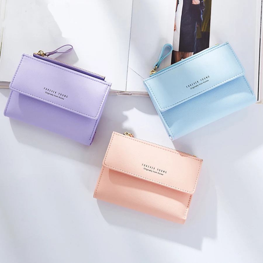 

Casual Letter Print Women Wallet Pu Leather Multi-function Mini Purse Ladies Zipper Mini Short Wallet Credit Card Holders 2019