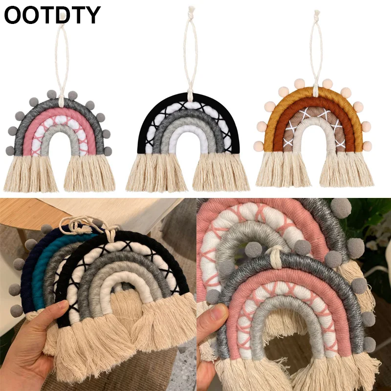 Rainbow Wall Hanging Colorful Handmade Weaving Ornament Home Decoration Accessories for Bedroom Nursery Baby Kids Rooms