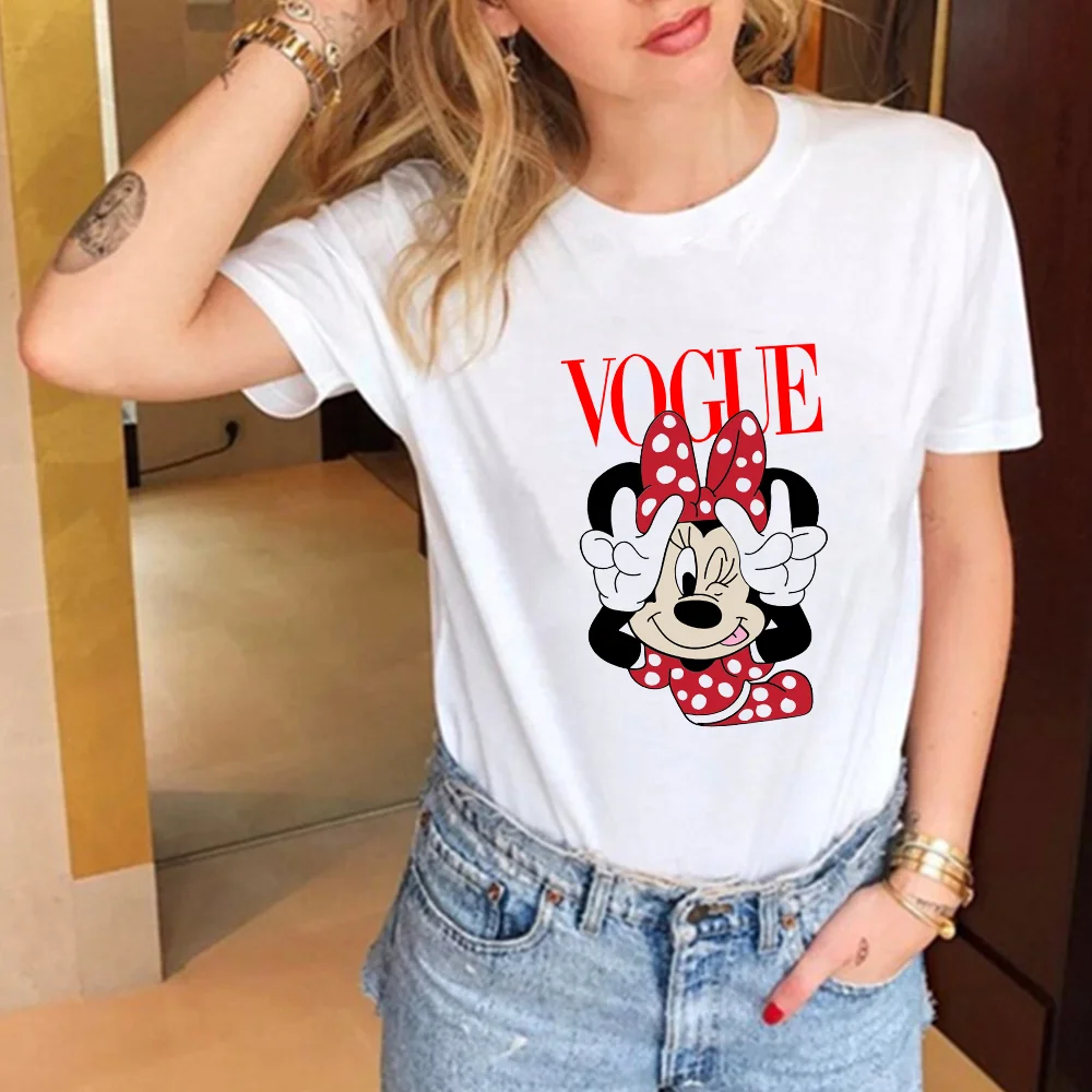 ファッション流行tシャツ女性の夏の半袖カジュアル白oネックミッキーマウスプリントディズニーtシャツプラスサイズの女性tシャツ Tシャツ Aliexpress