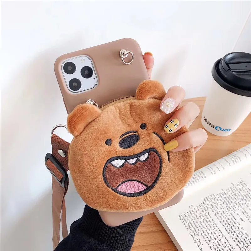 Милый мультфильм Мы Голые Медведи плюшевый Кошелек на молнии мягкий чехол для телефона для iphone X XR XS 11 Pro Max 6 7 8 plus чехол для samsung S8 S9 S10