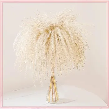 

50pcs Natural Reed Prairie Grass Modern Home Decoration 40cm Dried Flower Wedding Ceremony Flower Plant Bunch Fast Shipping