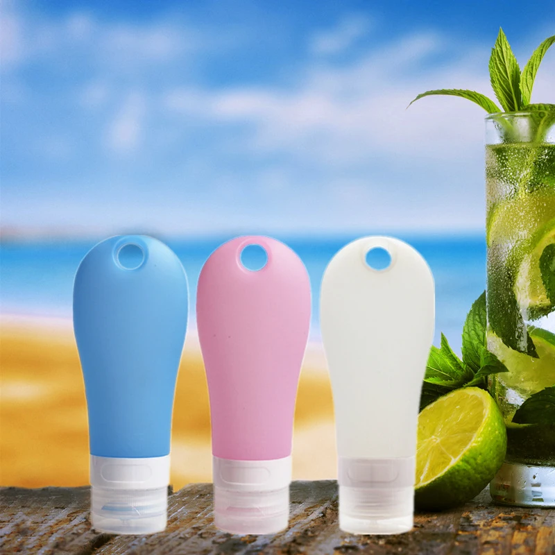 

90ml/38ml Portable Silicone Refillable Bottle Empty Travel Lotion Shampoo Cosmetic Squeeze Containers