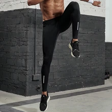 Плотно облегающие леггинсы для бега спортивные мужские фитнес Беговые брюки быстросохнущие брюки для тренировок мужские светоотражающие полосы