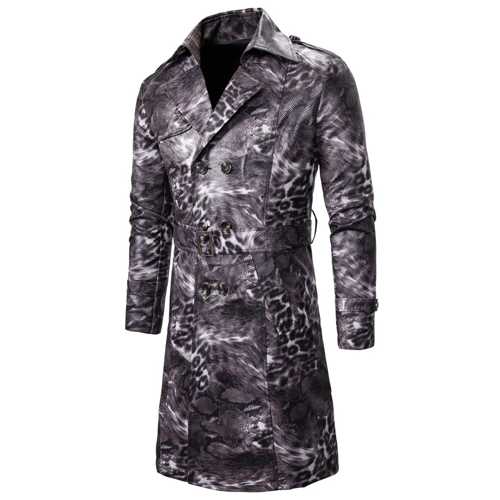 Erkek Мон chaqueta hombre, зимнее пальто, мужское кожаное, винтажное, Стим панк, готическое, ретро леопардовое пальто, Длинная ветровка, veste