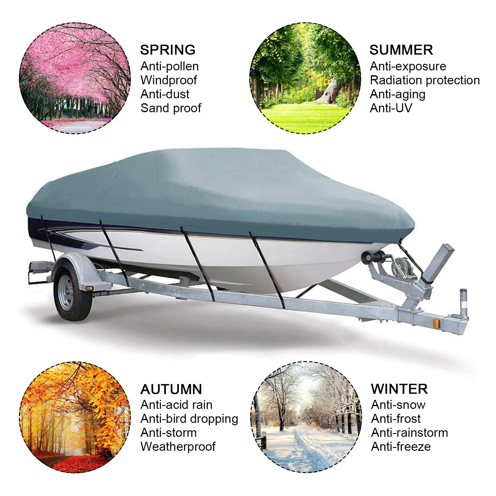 Ceny 14 22ft trailable 210D osłona łodzi wodoodporna szara ryb ski v hull Sunproof UV Protector łódź motorowa łódź cumowanie pokrywa D45