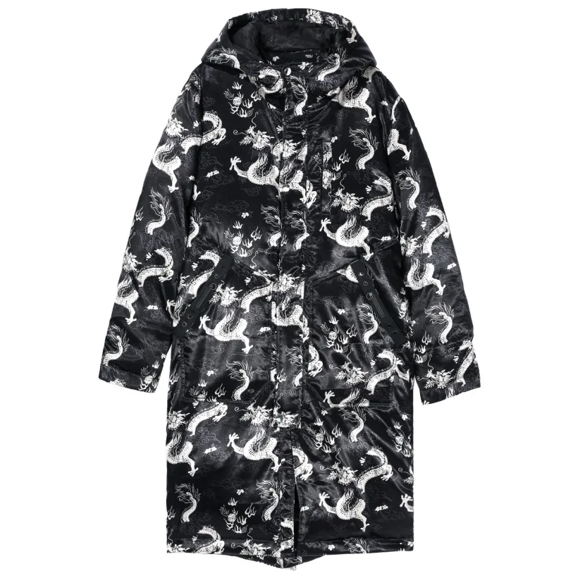 Sobretudo Top Fashion Pinli Product Made The New Autumn In Men's Long Hooded Printing Down Jacket Coat B193508173 - Цвет: Black