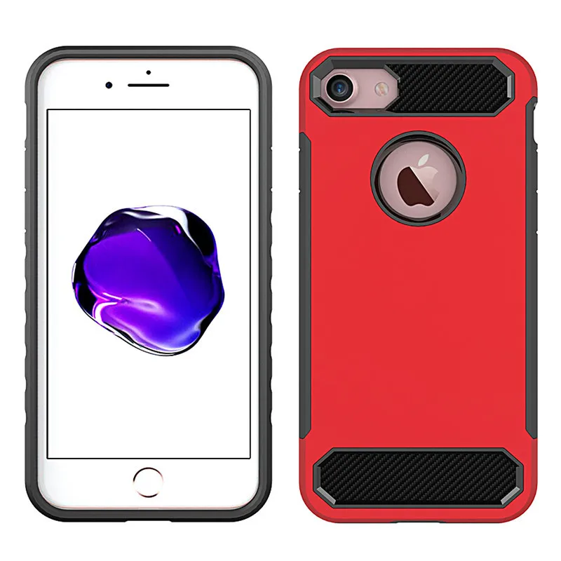 IPhone 7 чехол для телефона из углеродного волокна Защитный чехол-в-TPU+ PC ударопрочный iPhone 8 Plus