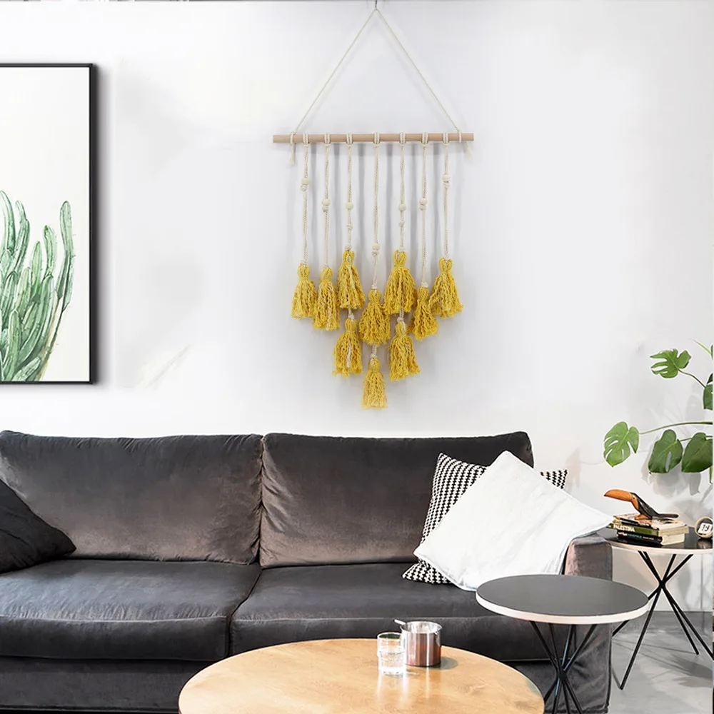 

2019 Colourful Wall Hanging Tapestry Handmade Knitted Macrame Woven Wall Art Macrame Tapestry Photo Wall Holders Stickers Decor