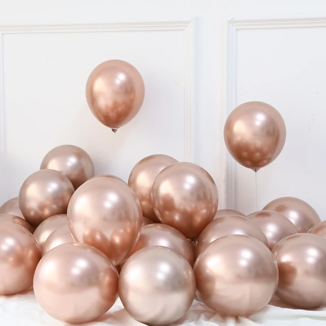 20pcs 12inch New Glossy Baby Pink Metal Pearl Latex Balloon Rose Gold Thick Chrome Metallic Globos Wedding Birthday Party Decor Champagne gold