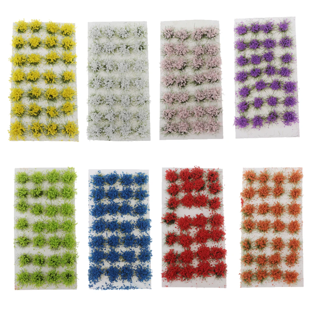28 Pieces Static Grass Tuft 8mm Self Adhesive Flower Tufts Grass Railway Artificial Grass Modeling Wargaming Terrain Model