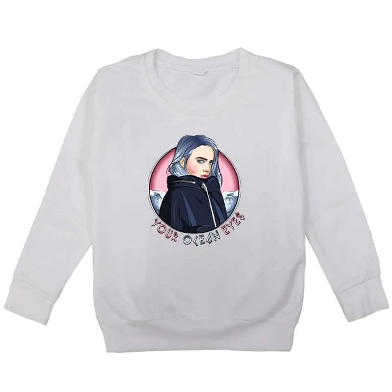 Billie Eilish/Детские футболки с принтом; осенне-зимние толстовки с капюшоном; детские толстовки для маленьких мальчиков и девочек; хлопковый топ с длинными рукавами; костюм