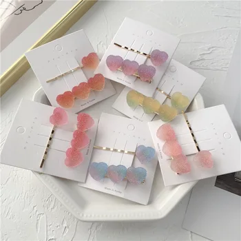 

2pcs New Korea Hair Clip Heart Star Candy Color Hairpin Princess Girl Lovely Barrettes Minimalist Hair Pin Accessories For Women