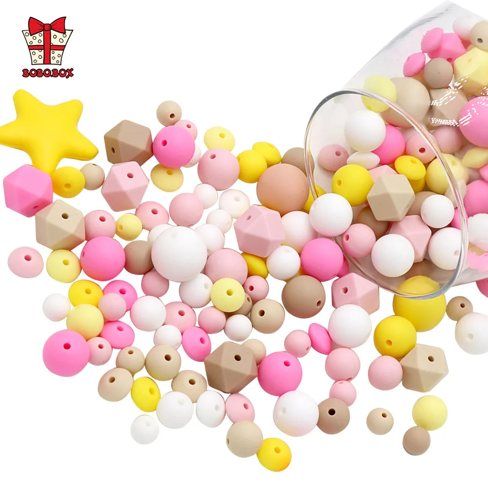 Bobo.box 30pc Silicone Beads 9/12/15mm Round Lentil Hexagon Silicone Teether  Beads Food Grade Baby Teething Pacifier Chain Diy - Baby Teethers -  AliExpress