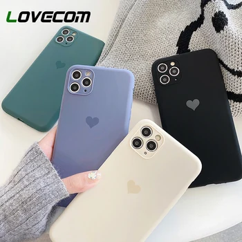 

LOVECOM Camera Protection Phone Case For iPhone 11 Pro Max XR XS Max 7 8 Plus X Heart Soft Liquid Silicon Phone Back Cover Coque
