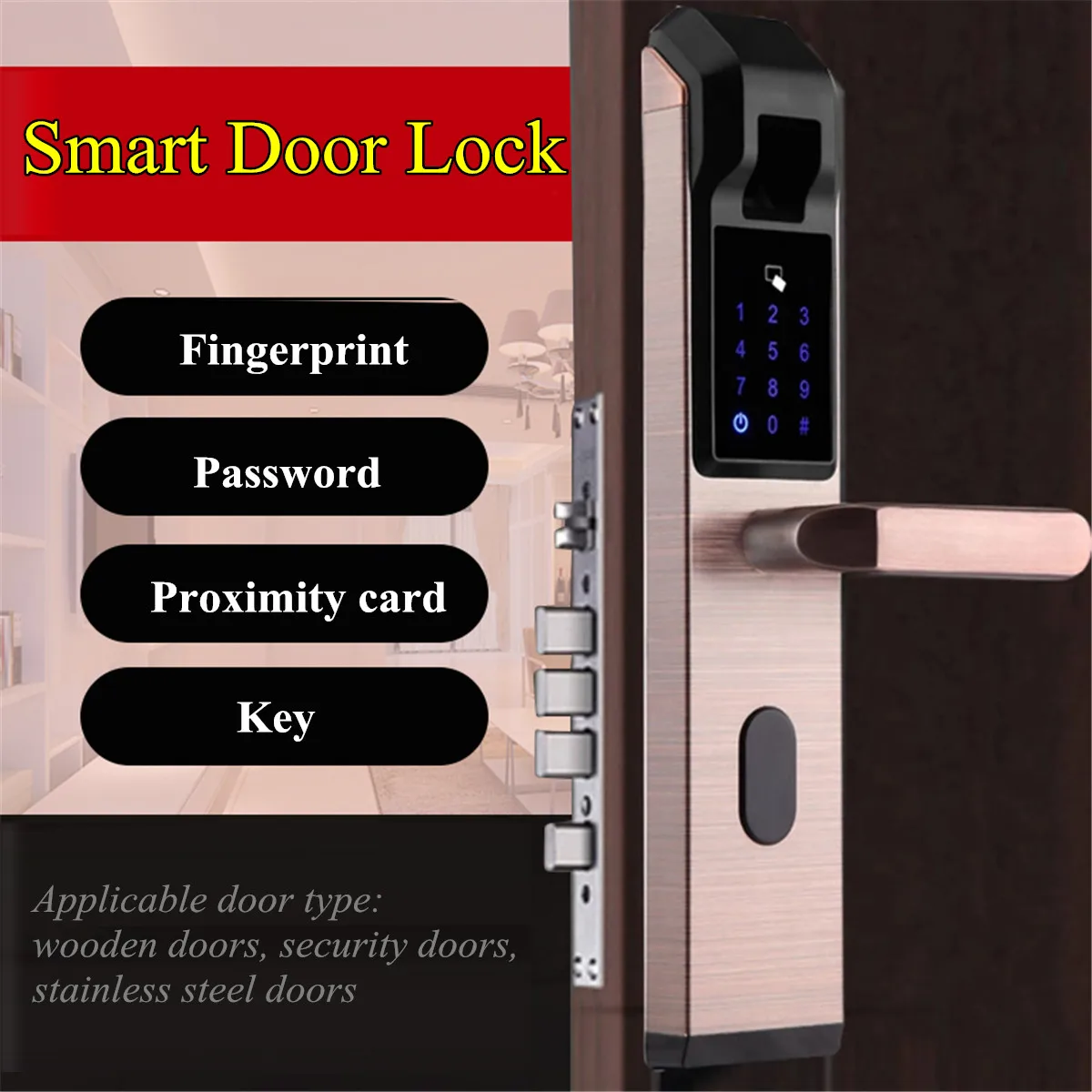 

Electric Anti-theft Lock Set House Apartment Security Access Control System 4 Ways Smart Door Lock Fingerprint Password Access