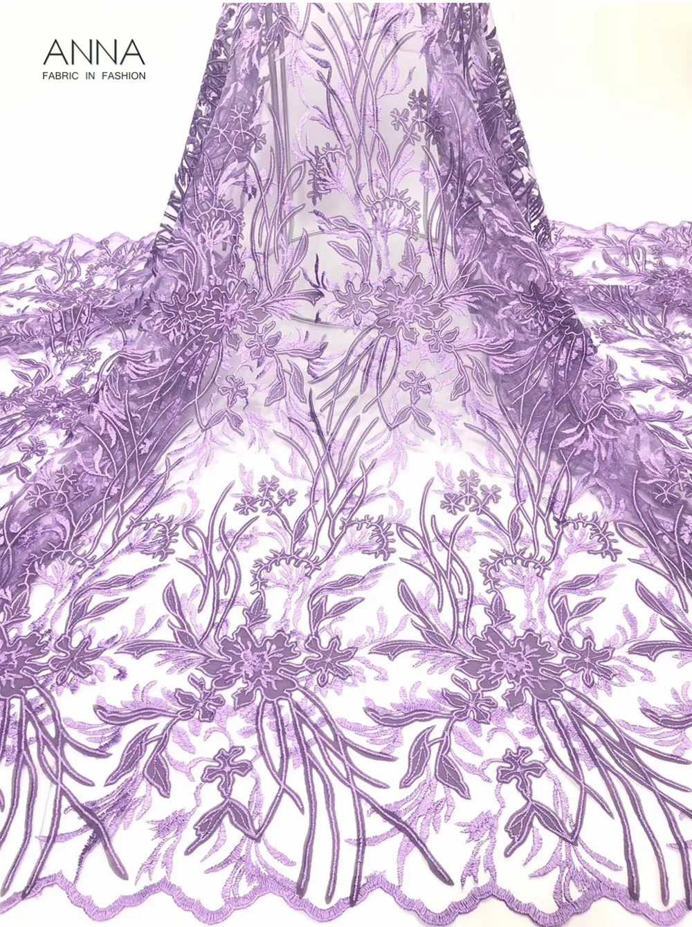 

ANNA African French Lace Fabric High Quality Mesh Lace With Chiffon Patchwork 5 Yards/pcs Embroidery Nigeria Net Lace For Party