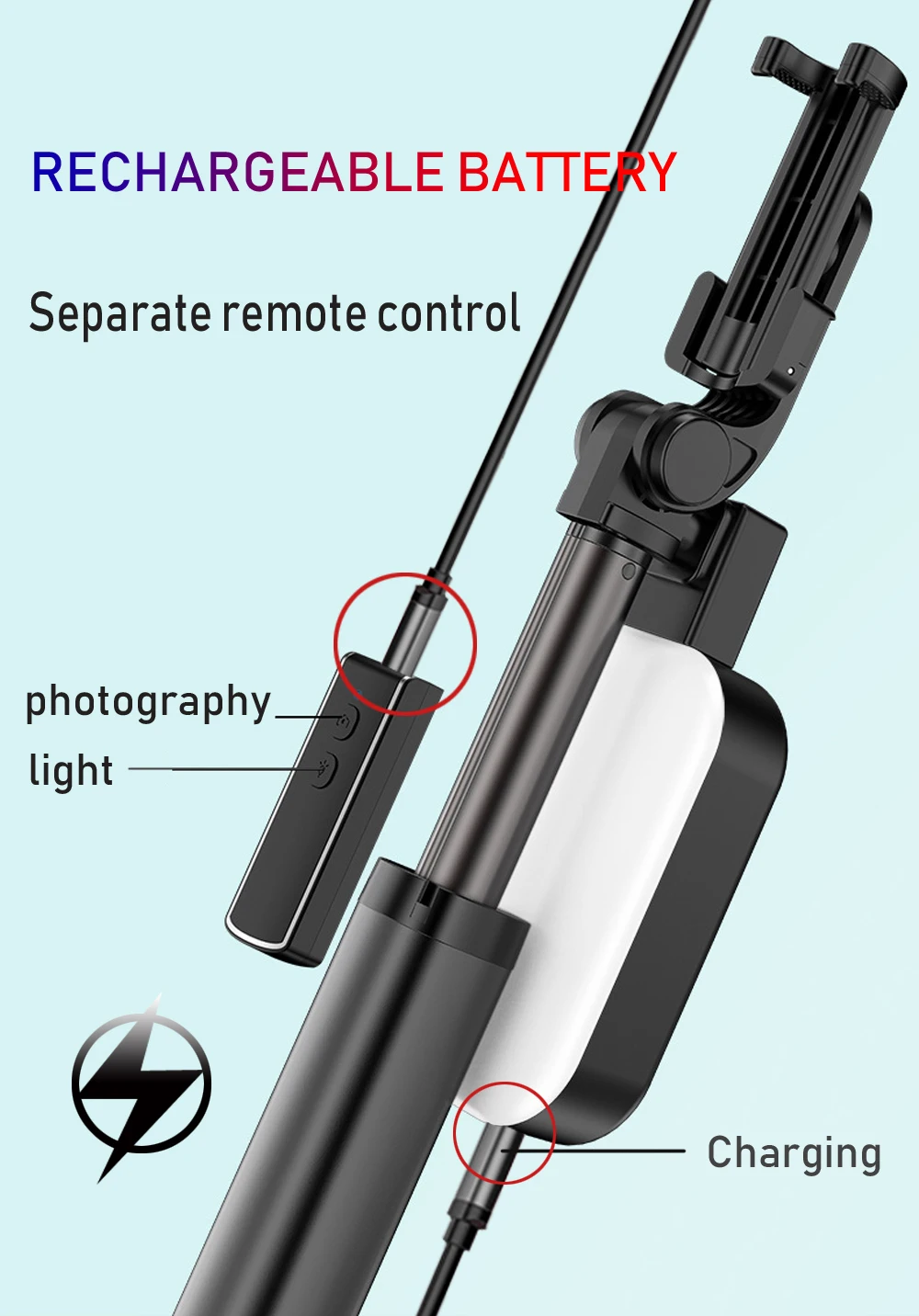 YUNAO, Bluetooth, селфи-палка, штатив для телефона, светодиодный, красивый светильник, длина 170 см, палка для селфи, bluetooth, палка для разделения, пульт дистанционного управления