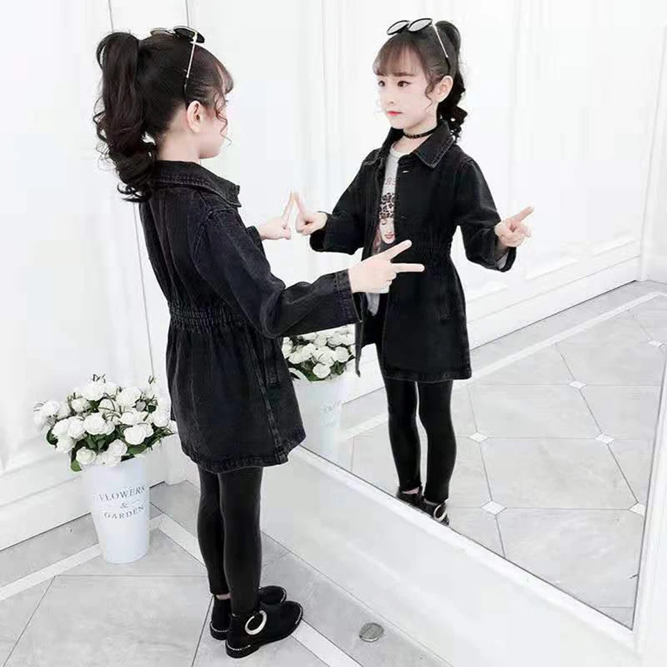 Новинка 2019 года, весенне-осенние джинсовые куртки верхняя одежда для маленьких девочек, пальто детская теплая верхняя одежда черного цвета,... Новинка 2019 года, весенне-осенние джинсовые куртки верхняя одежда для маленьких девочек, пальто детская теплая верхняя одежда черного цвета,...