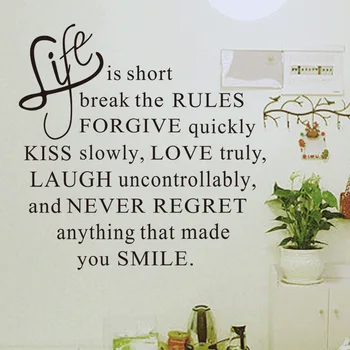 

Life Is Short Wall Stickers Removable Quote Motto Wall Decal DIY Living Room Background Art Decal Wall Mural House Decoration
