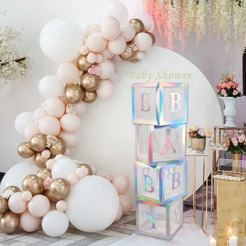 Patimate Diy Gold Baby Transparent Boxes Baby Shower Decorations