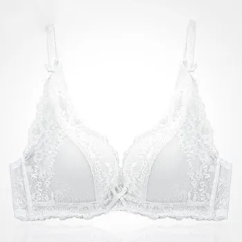 

Lingerie ring-free thin lace bra sexy small chest gathered upright cotton plain