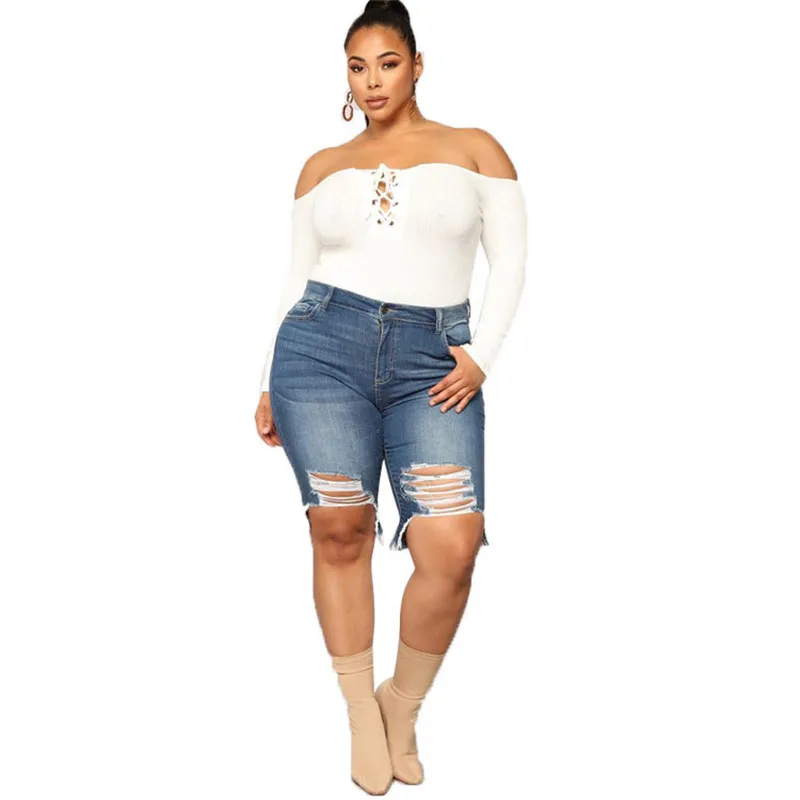 denim shorts casual Ripped jeans 