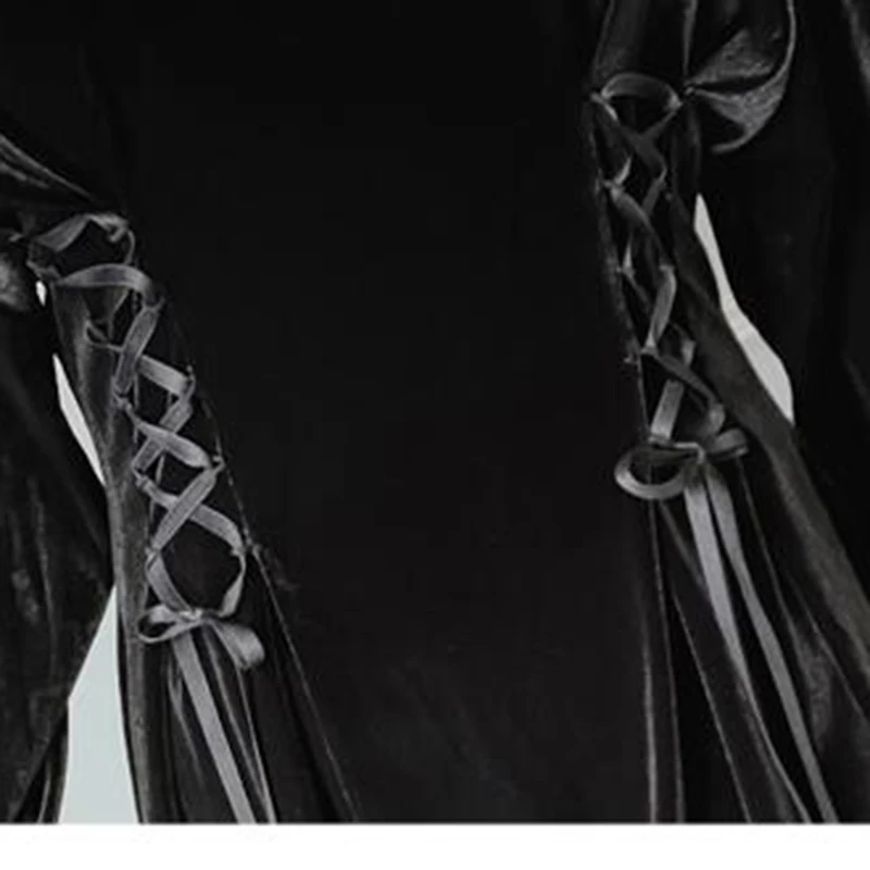 Осенне-зимнее женское бархатное платье Новое готическое длинное платье с рукавом «летучая мышь» и круглым вырезом, сексуальное женское платье, двойное кружевное мини-платье