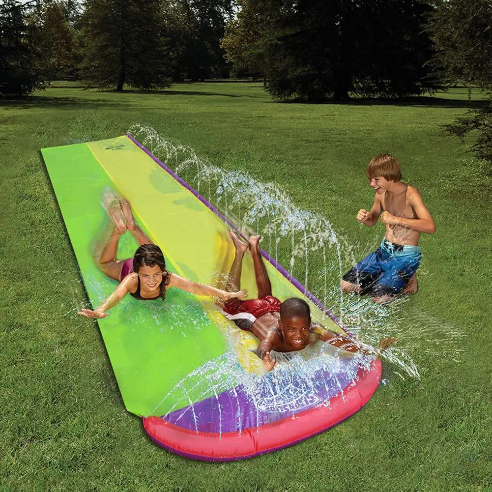 New Children's Water Skiing Summer Water Toys Outdoor Grass Water Spray Bed Double Surfboard Watersports Giant Waterslide Game