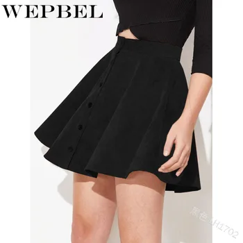 

WEPBEL Office Spring Elegant High Waist Wild A Line Slim Big Swing Plus Size Umbrella Skirt Women Casual Solid Color Mini Skirt