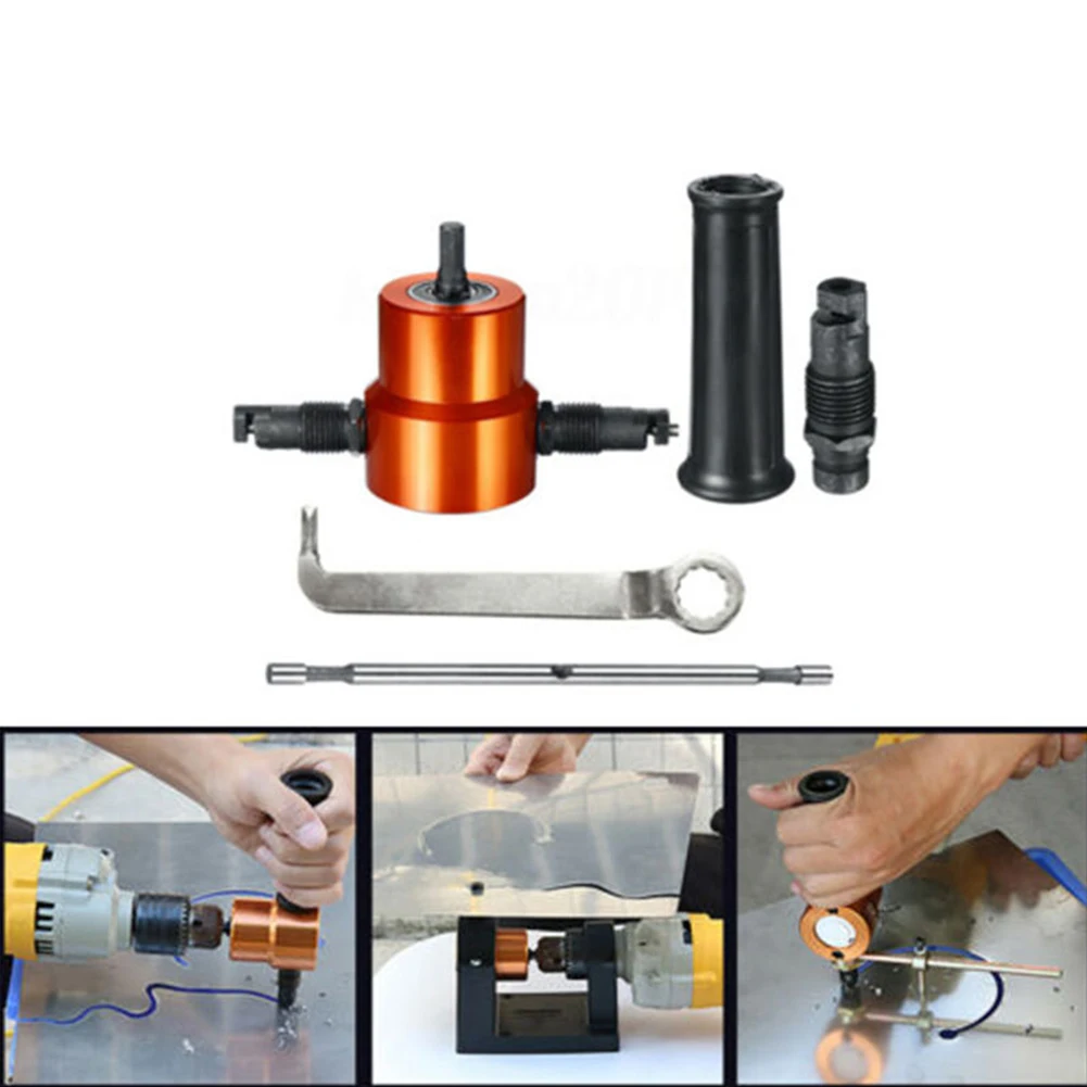 

Easy Use Drill Adjustable Saw Tool Cutter Kit Open Hole Durable Metal Sheet No Burrs Punching Nibbler Double Headed Repairing