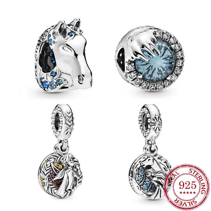 925 Sterling Silver Frozen Series Horse Designer Charms Beads Pendants for Pandora Bracelets Women DIY Jewelry Making Gift