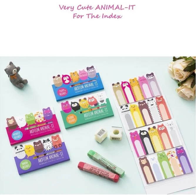 40packs/Lot Various Animal stickers mini index notes Stationery wholesale